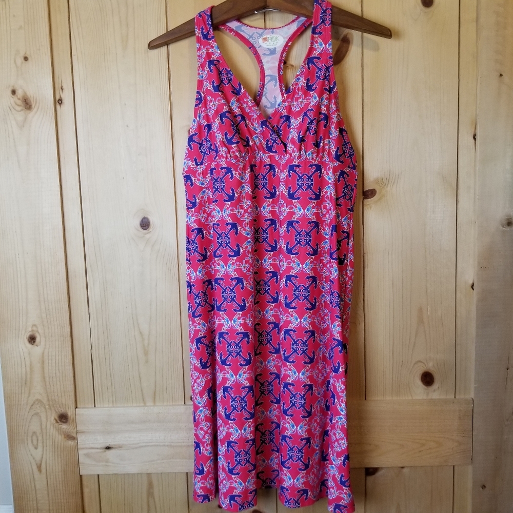 Spunk Wear Nautical Anchor Design Sleeveless Racerback Athletic Swim Dress
